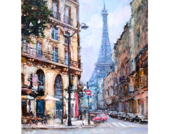 Paris Painting Eiffel Tower Painting Impressionism Painting France Wall Art Original Oil Painting.