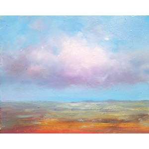Original Oil Landscape Painting: Cloudy Summer Fields, 8x10