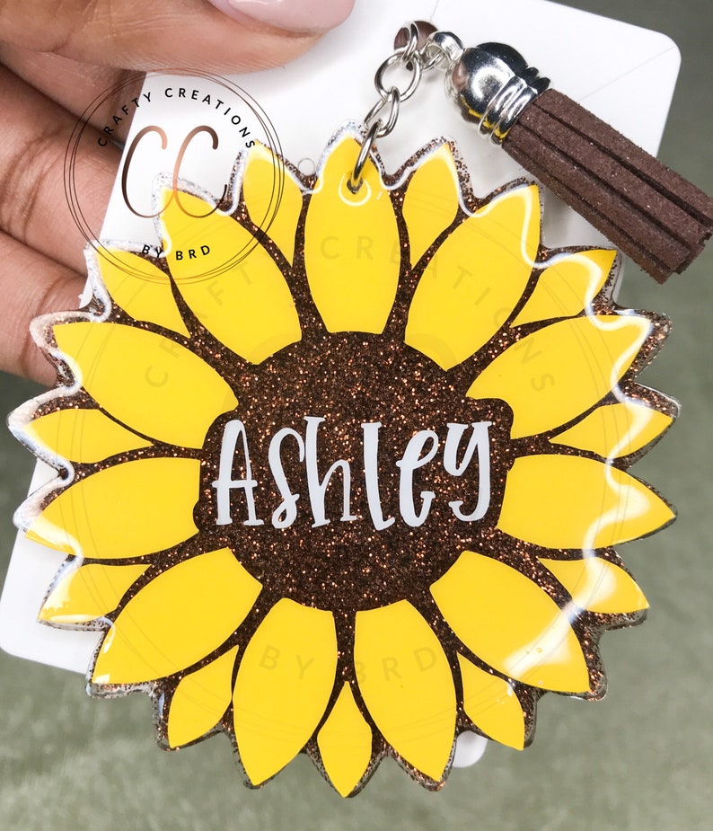 Sunflower Keychain Key Ring Personalized Sunflower Gift Etsy UK