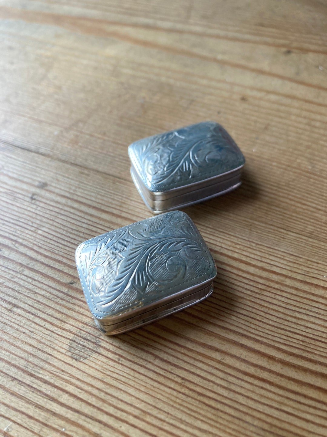 Pair of Exquisite Silver Pill Boxes Etsy