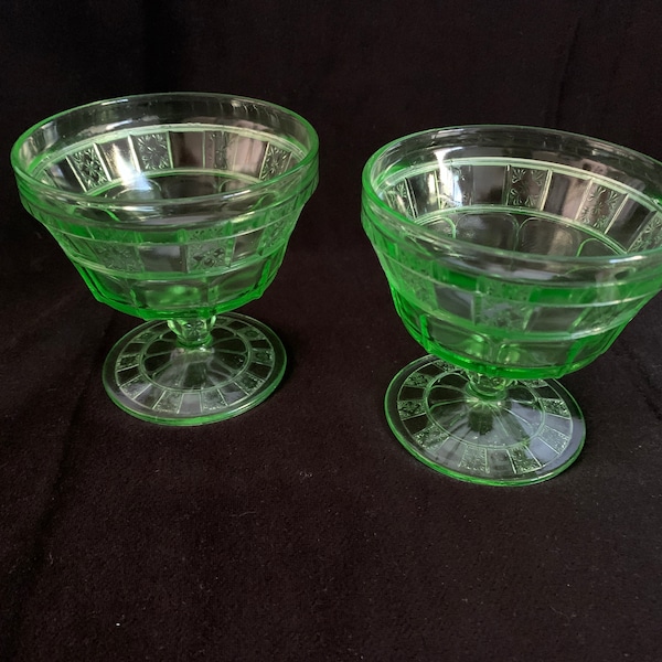 Vintage Vaseline Glass Sherbet Dishes