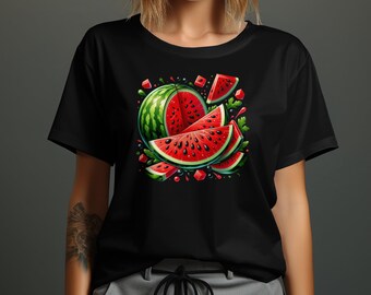 Färgglad vattenmelonskiva grafisk t-shirt: Sommarfrukt-t-shirt