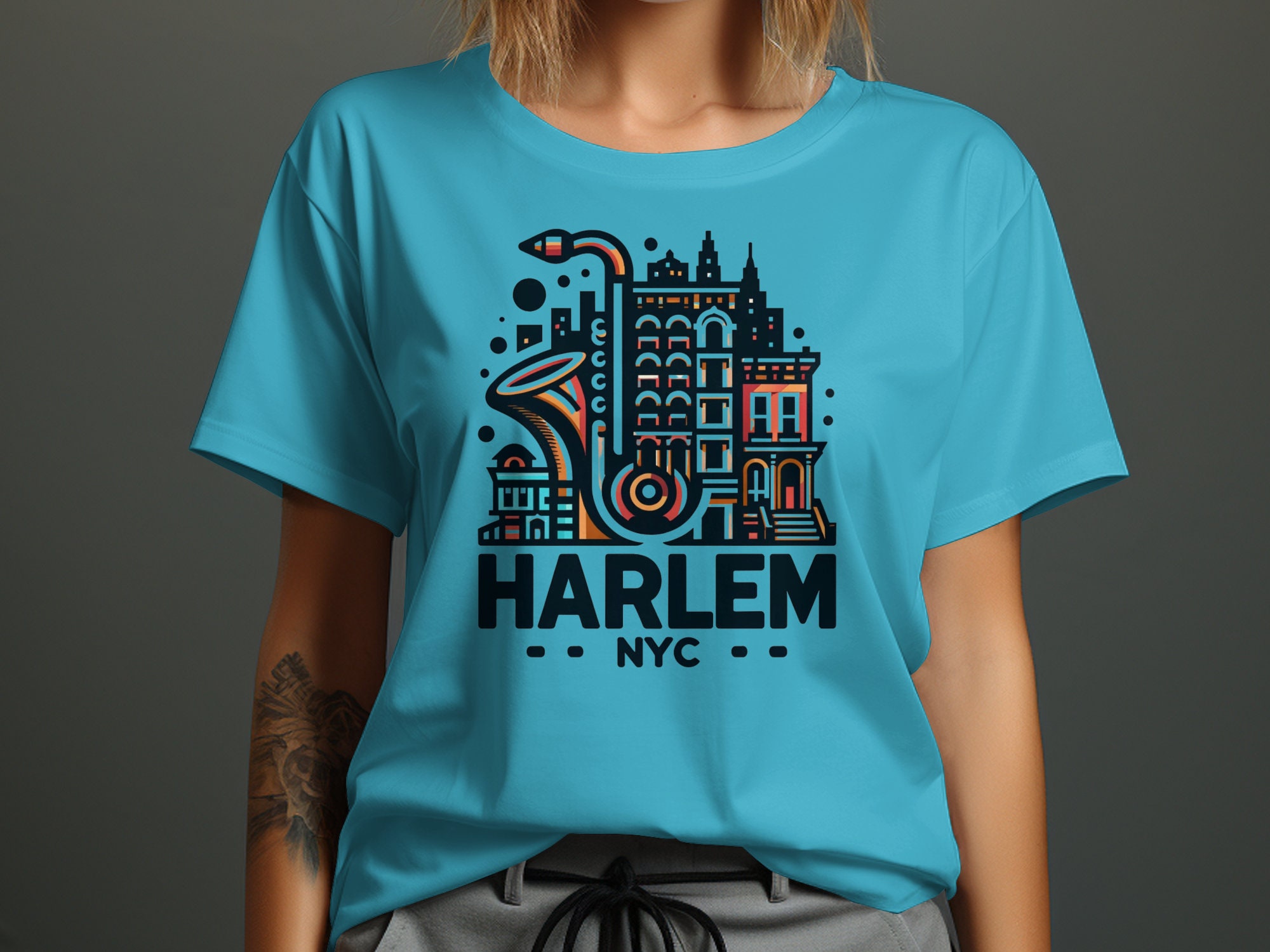EarthandBlessings Harlem NYC T-Shirt, Jazz Inspired Harlem NYC Design, New York City Harlem Neighborhood Tee, Unique Harlem Graphic T-Shirt EarthandBlessings Harlem NYC T-Shirt, Jazz Inspired Harlem NYC Design, New York City Harlem Neighborhood Tee, Unique Harlem Graphic T-Shirt