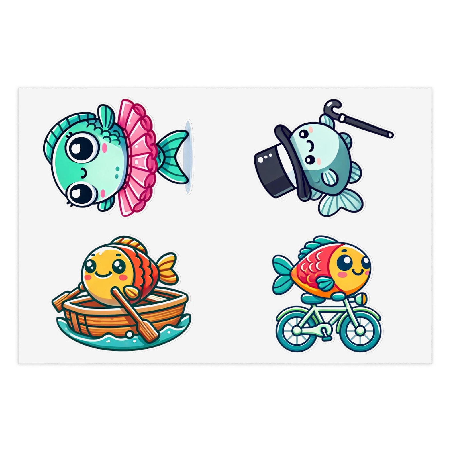 Cartoon Fish Stickers: Playful Character Decals, Water-resistant Vinyl ...