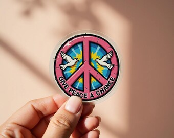 Peace Dove Sticker: Retro Hippie Style - Inspirational Matte Vinyl