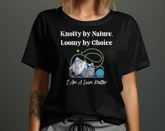 Cat Loom Knitter T-Shirt, Yarn Lover Gift
