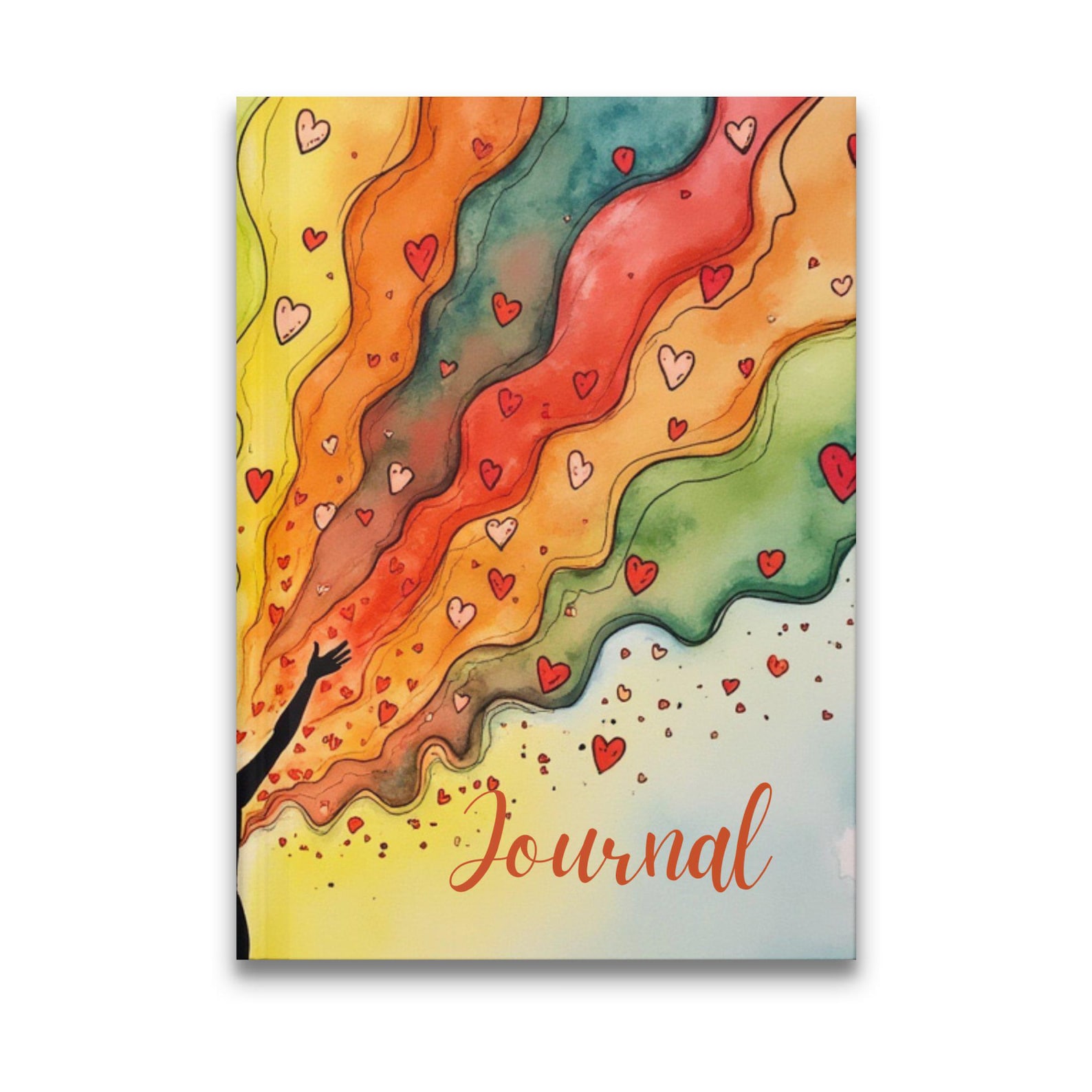 Inspirational Journal Cover with Rainbow Hearts