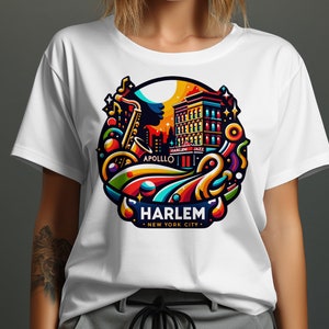 Harlem New York City Graphic Tee, Vibrant Harlem Jazz T-Shirt, Colorful NYC Harlem Shirt, Harlem Apollo Theater Tee, NYC Souvenir Shirt