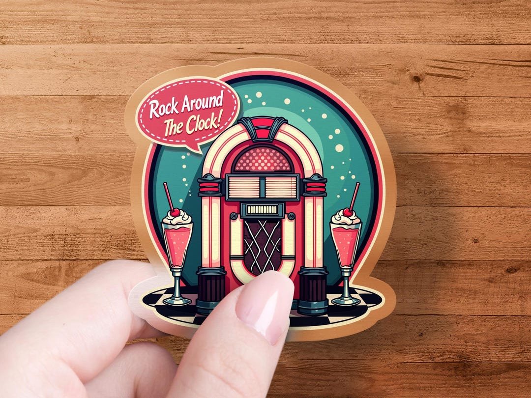 Retro Jukebox Sticker: 50s Diner, Milkshake, Rock Around the Clock - Etsy