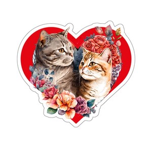 Süße Kiss-Cut Sticker Valentinstag Romantische Katzen Dekorative Sticker für Karten, Scrapbooks, Geschenkanhänger oder einfach so