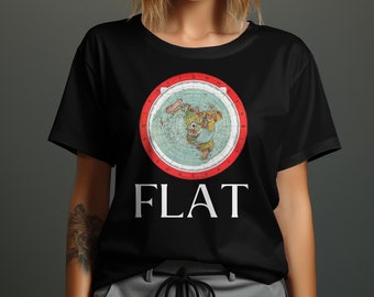 Vintage Flat Earth Map Graphic T-Shirt, Conspiracy Tee