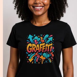 Graffiti Art T-Shirt, Colorful Street Art Tee, Urban Style Clothing, Trendy Design T-Shirt, Artistic Apparel