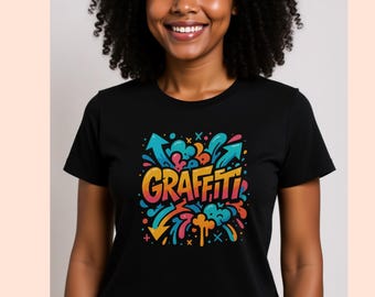 Colorful Graffiti Art T-Shirt: Urban Street Style Tee