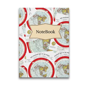 Vintage wereldkaartdagboek, reisdagboek, avonturennotitieboekje, uniek reiscadeau, kaartliefhebber dagboek, notitieboek met platte aardekaart