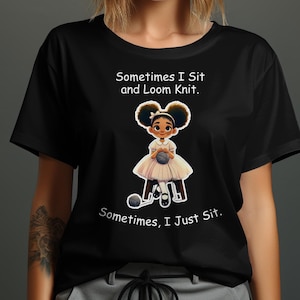 Cute Knitting Girl T-Shirt, Adorable Girl with Yarn Art Tee, Cartoon Girl T-Shirt, Gift for Knitters, Unique Illustration Tee