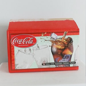 Vintage Coca-Cola 16 oz glasses - Santa, Snowflakes & &quot;Always Coca-Cola&quot; imprints on glasses  NEW