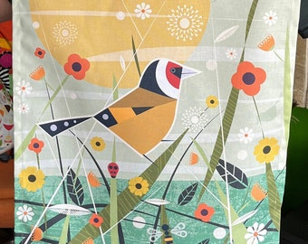 Goldfinch in a meadow Tea towel