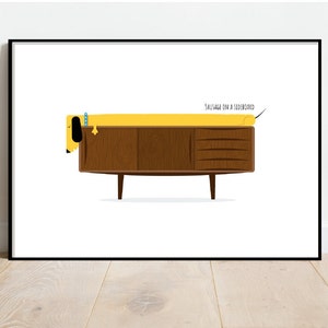 Dachshund Art Print: Mid-Century Modern Sausage Dog Illustration