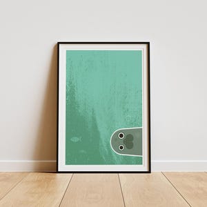 Nosey Seal No.4, retro midcentury 1960s Illustration print/poster - animal poster - nature print