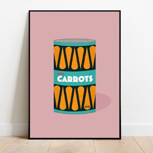 Mid-Century Modern Carrots Print: Retro Scandi Food Art