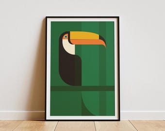 Mid-Century Modern Toucan Print: 1960s Retro Bird Poster