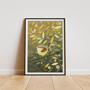 Carolina Wren Art Print: Retro Mid-Century Bird Illustration