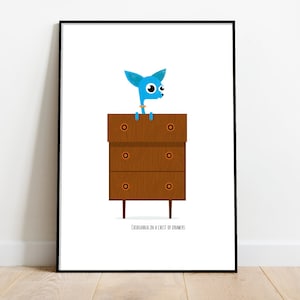 Mid-Century Chihuahua Druck: 1960er Jahre Hund Illustration, Tierkunst