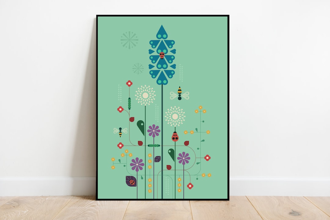 Spring time in the garden 2 - Mid Century style wild flower Illustration, plant prints plant illustrations postcards botanical