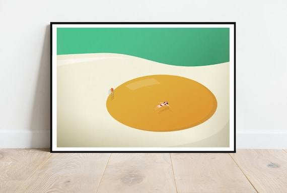 Freerange Swim Print: Mid-Century Modern Illustration, Healthy Living Art