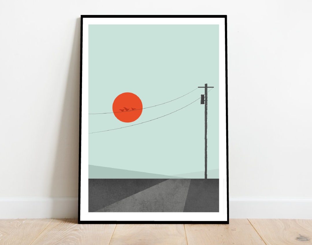 ミッドセンチュリーモダン風景画：1960年代風海景アート - Etsy 日本