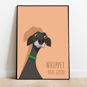 Whippet Hund Kunstdruck: Retro Mid-Century Illustration