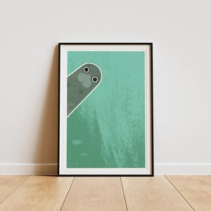 Nosey Seal No.2, retro midcentury 1960s Illustration print/poster - animal poster - nature print