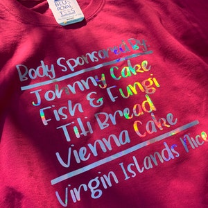 Body Sponsored By Virgin Islands Tshirt - Johnny Cake Fish Fungi Titti Bread Vienna Cake - Cruzan Thomian T-shirt (Men&#39;s & Women&#39;s)