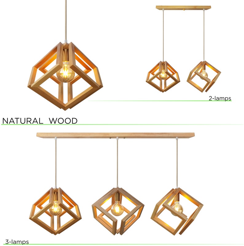 Luz colgante de madera lámpara geométrica accesorio de luz | Etsy