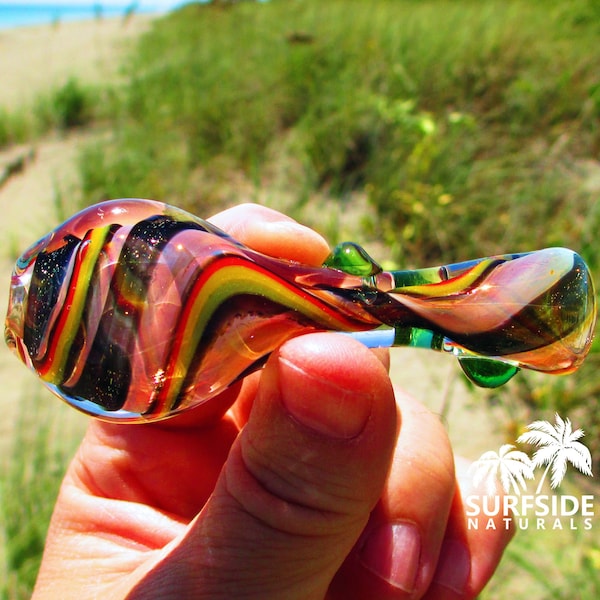 Chillums | Glass Pocket Pipe |  Dichro | Multi Colored | Ribboned | Marbles