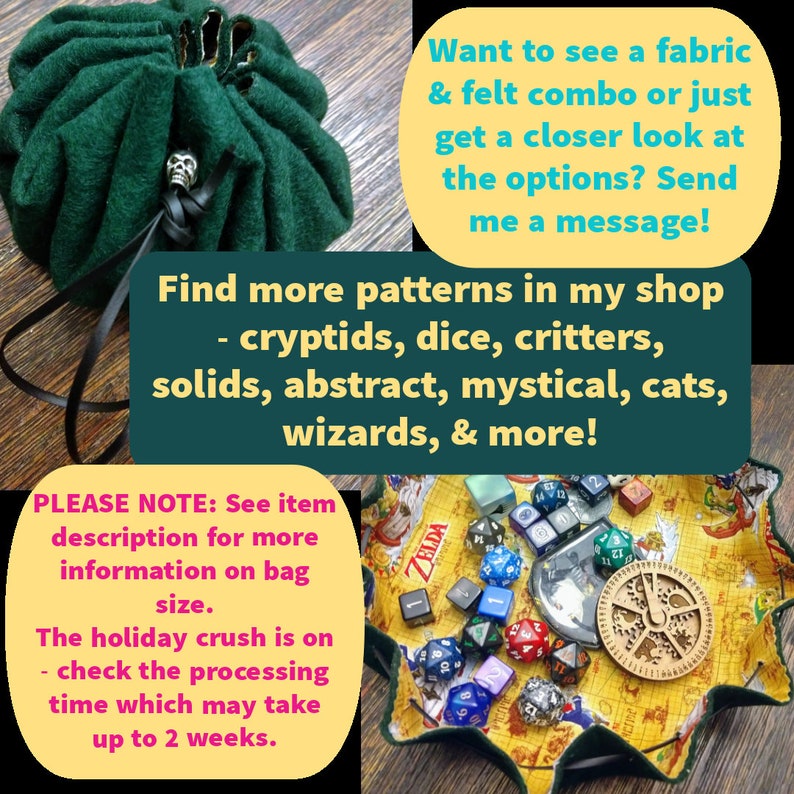 Felt Dice Bag / Trayinone 63 Geeky Fabric Choices Dice Etsy