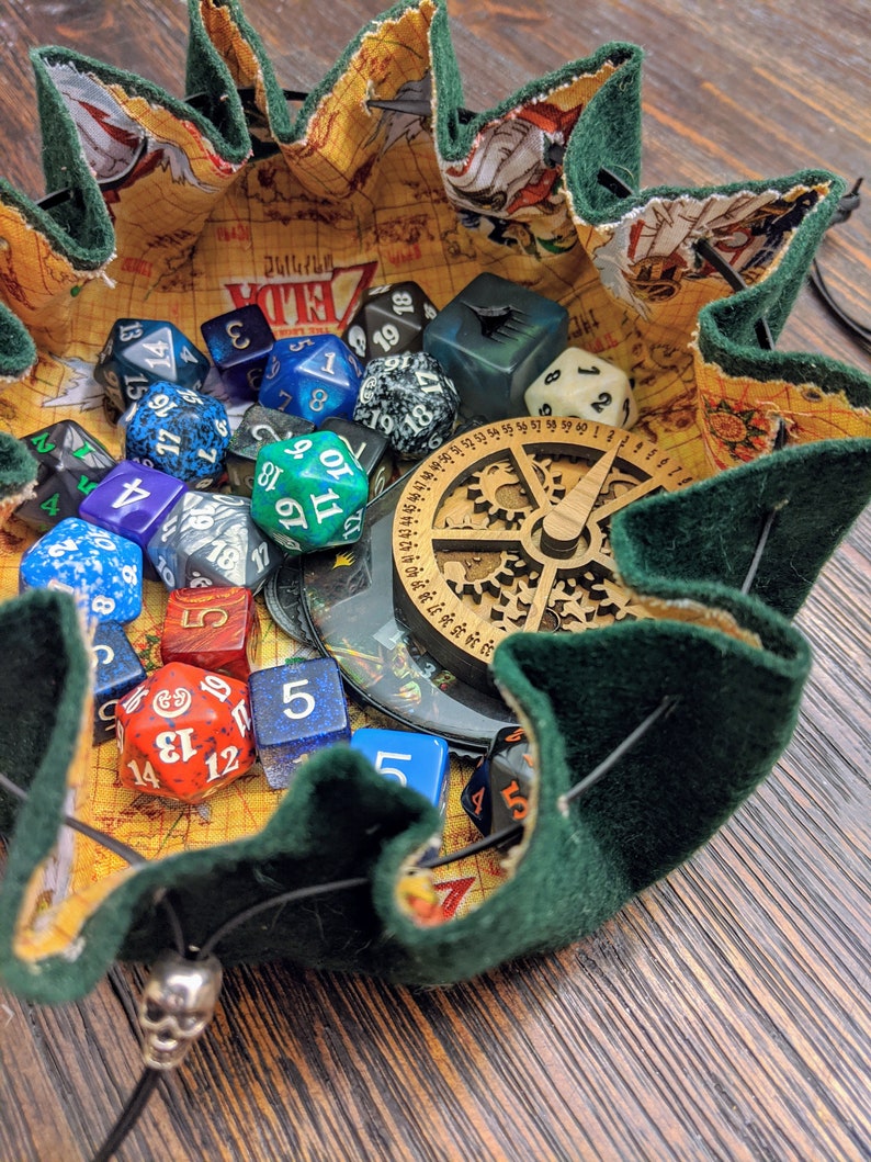 Felt Dice Bag and Tray with Geeky interior choose fabrics Etsy