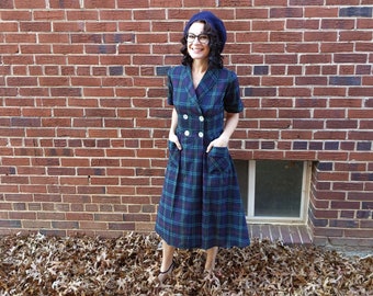 Vintage 1950's Pinebrook Plaid Holiday Dress