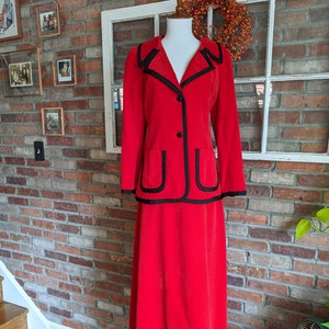 Vintage 1970's Young Dimensions by Saks Fifth Avenue Red Maxi Skirt Suit Set w/black details image 1