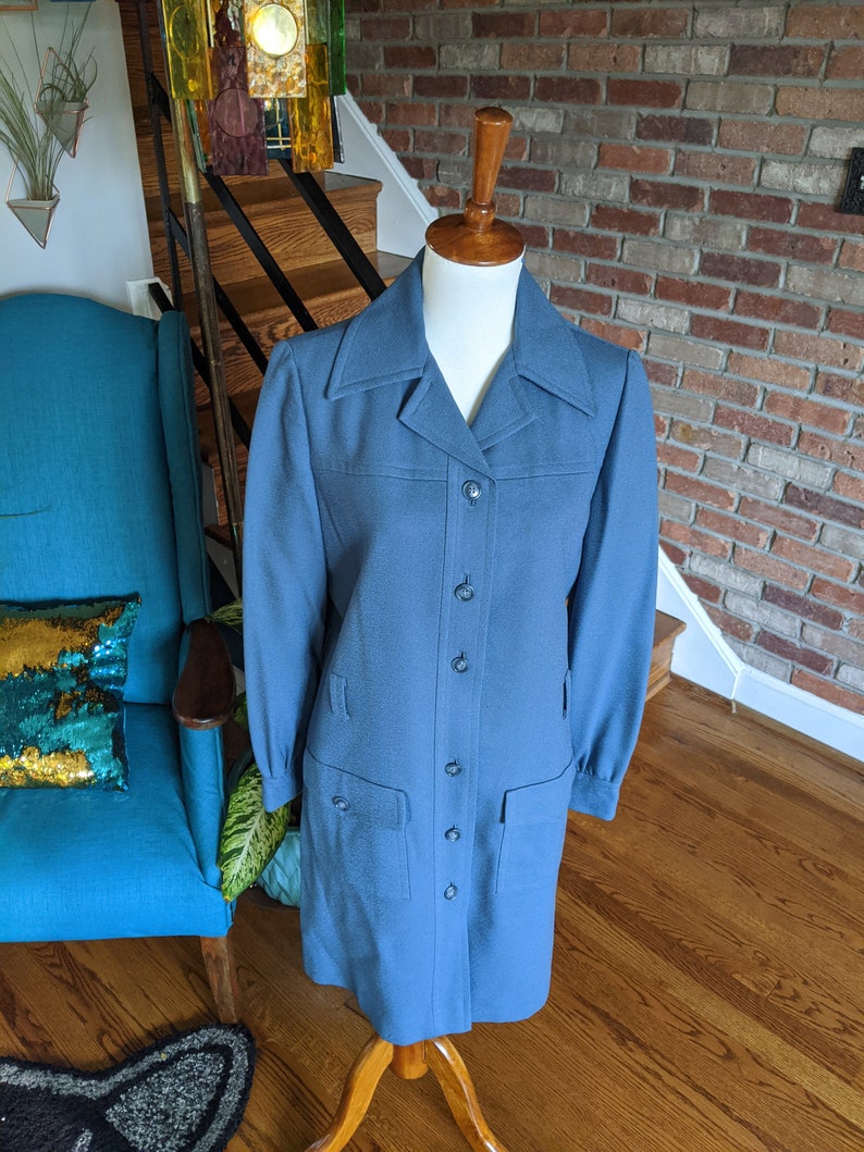 Vintage 1960's 70's Light Blue Trench Coat by Jack Feit image 4