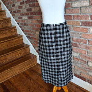 Vintage 1980's Bill Blass Black and Gray Checkered Skirt image 8