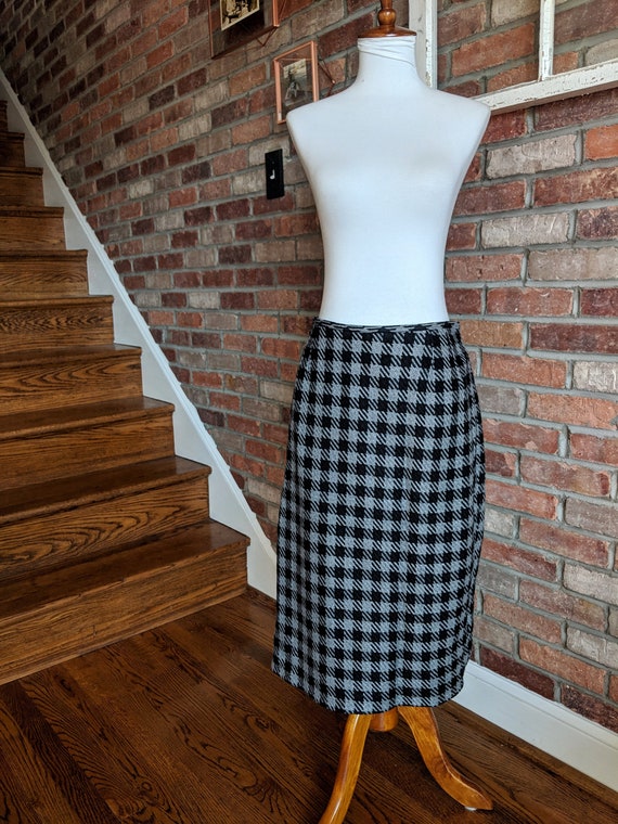 Vintage 1980's Bill Blass Black and Gray Checkere… - image 3