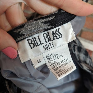 Vintage 1980's Bill Blass Black and Gray Checkered Skirt image 5