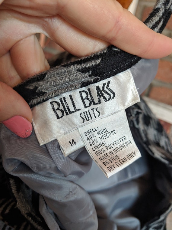 Vintage 1980's Bill Blass Black and Gray Checkere… - image 5