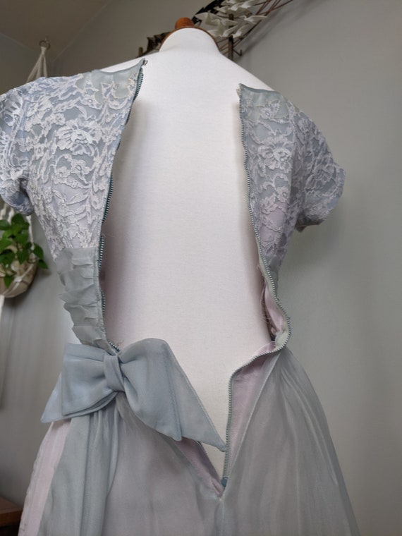 Vintage 1950's Ice Blue and Lavendar Lace and Chi… - image 10