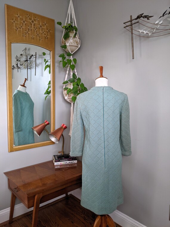 Vintage 1960's Blue/Green and Gray/Tan Knit Mod S… - image 5