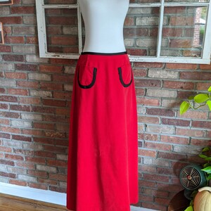 Vintage 1970's Young Dimensions by Saks Fifth Avenue Red Maxi Skirt Suit Set w/black details image 3