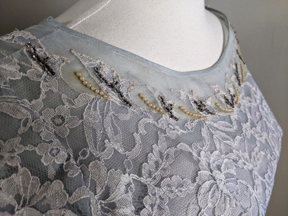 Vintage 1950's Ice Blue and Lavendar Lace and Chi… - image 2