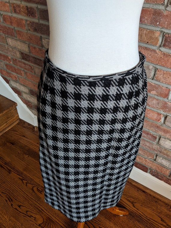 Vintage 1980's Bill Blass Black and Gray Checkere… - image 7