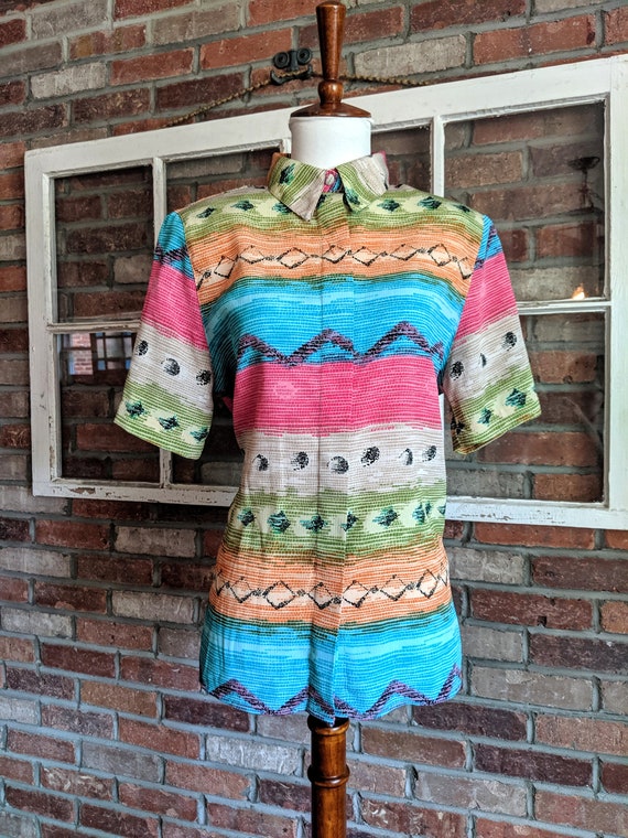 Vintage 1980's Rainbow Tropical Multicolored Shirt